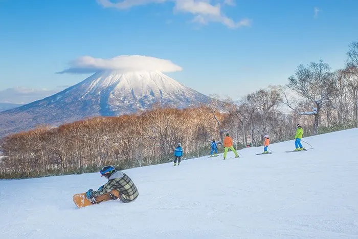People skiing on the snow slope