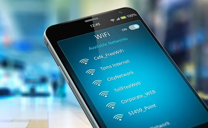 smartphone with list of WiFi network 