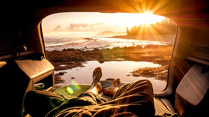 man enjoying sunrise