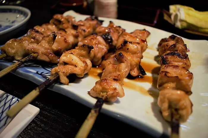 Yakitori skewered chicken