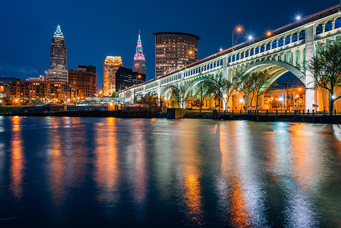 Detroit-Superior Bridge at night