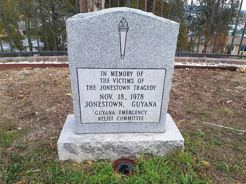 Jonestown Memorial in Evergreen Cemetery